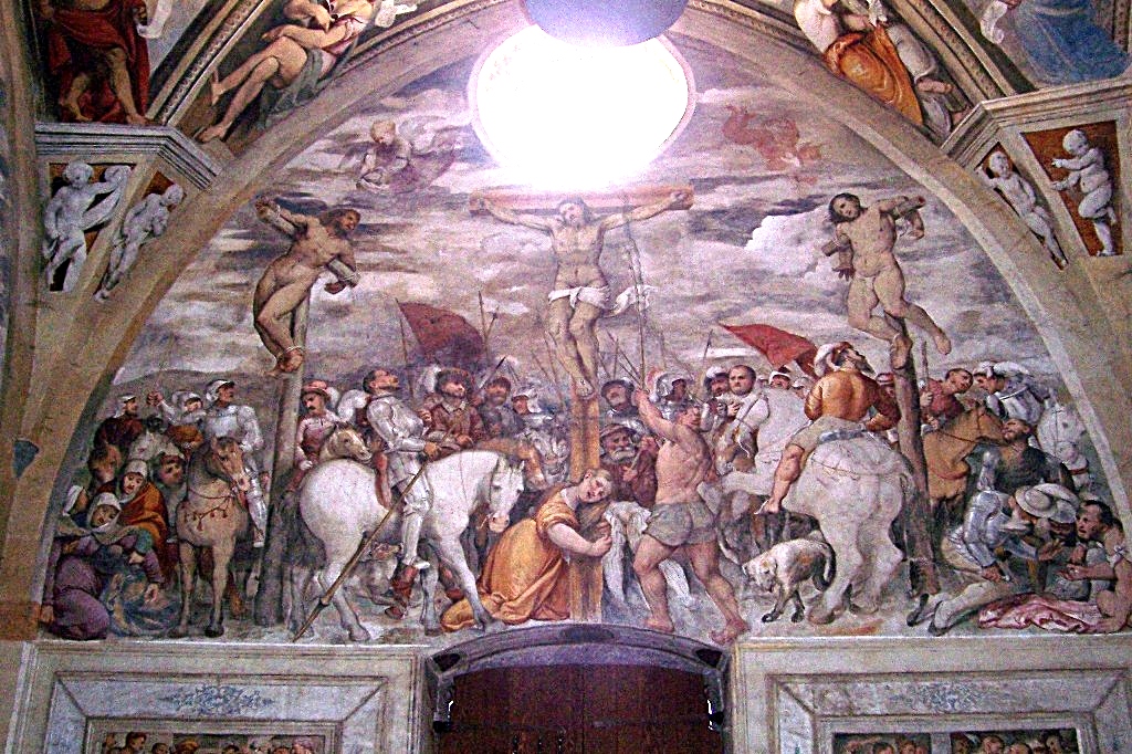 Affresco del Romanino all'interno della Chiesa rappresentante la crocifissione